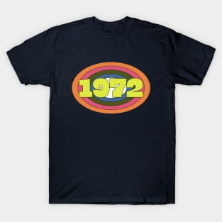 Yellow Year 1972 Rainbow Ellipse Vintage Typography T-Shirt